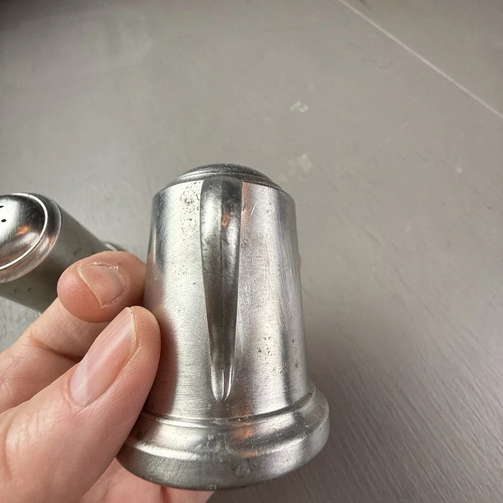 MCM Pewter Salt & Pepper Shakers Simple‎ Traditional Vintage